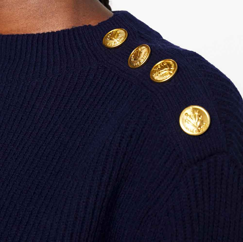 NEW! Rag & Bone 'Maribel' Suede Shoulder Sweater in high quality NAVY BLUE (S)