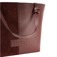 STAUD Ida Suede & Leather Tote Bag in Brown