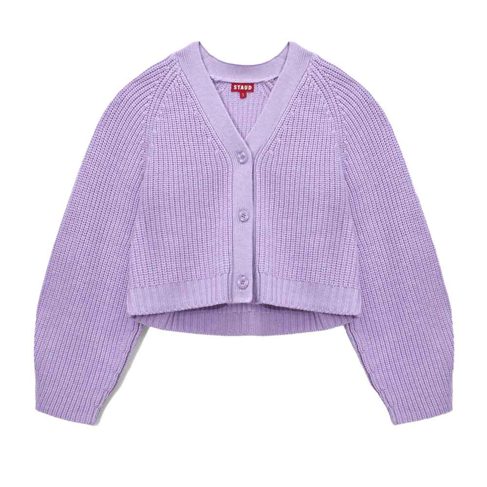 STAUD Eloise Ribbed retailer Cardigan Sweater in Periwinkle NWOT Medium